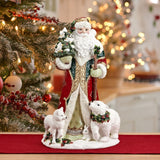 Fitz & Floyd Woodland Holiday Santa Ceramic Figurine, 18.25" Tall, Model 5330652