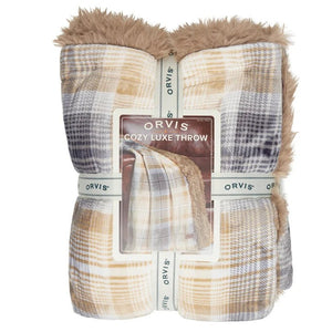Orvis Cozy Luxe Throw Blanket, 60" x 70" Velvet Plush Reverse to Faux Fur Throw