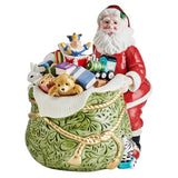 Fitz Floyd St Nicholas Santa Cookie Jar, Ceramic Christmas Holiday 6 Qt Canister