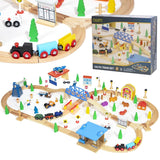 Maxim Enterprise 100-pc Wooden Train Set with Tracks, Trains, Crane & Vehicles