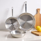 T-fal Pro Tri-Ply Stainless Steel Frypan Set of 3, 8", 10" & 12" Cookware Set