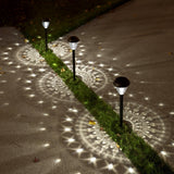 ExcMark 10-Pk Solar LED Pathway Lights, 360° Mandala Ground Pattern Circle Glow