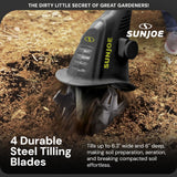 Sun Joe 2.5-Amp Electric Garden Cultivator, 6.3" Tiller with Telescoping Handle