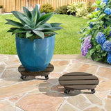 Stylecraft 15.75" Faux Wood Plant Caddy, 2-pack Heavy-duty Ball Bearing Caddies