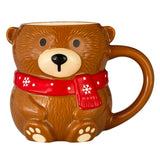 Signature Housewares Figural Christmas 4 Mug Set, Santa, Snowman, Penguin & Bear