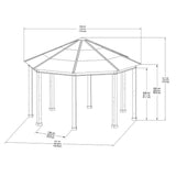 Sunjoy 15' x 15’ Daybreak Octagon Gazebo, Aluminum Roof & Steel Frame Gazebo
