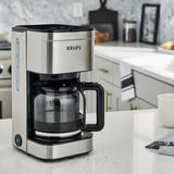KRUPS Simply Brew 10-Cup Drip Coffee Maker with Glass Carafe and Reusable Filter