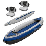 Kino Outdoor Kalua Inflatable Tandem Kayak Bundle – 2-Person Portable Kayak with Cordless Electric Pump