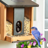 Evergreen Cedar Wood Solar Smart Bird Feeder w/ 1080p HD Camera