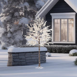Flocked Cedar Tree 7ft Pre Lit 240 Warm White LED Light Indoor Outdoor Christmas