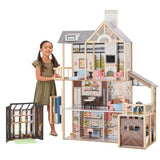 KidKraft 59” Tall Lakeview Villa Wooden Dollhouse & Greenhouse, 3+ Kids Playset