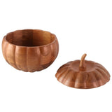 Fitz & Floyd 9" Mango Wood Pumpkin Serving Bowl with Lid, Fall Table Decor