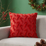 Holiday Embroidered Faux Fur Throw Pillow, 20" x 20", Reversible with Fill