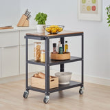 Seville Classics Stainless Steel Kitchen Cart, Storage Basket & Wheels Workspace