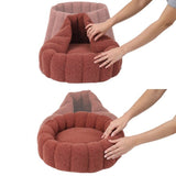 PawsPik 20" 3-in-1 Convertible Plush Cat Cave & Donut Bolster Hideaway Pet House