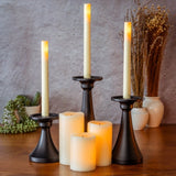 10-Pc Fusion Flameless LED Wax Candle Set Metal Holders Tapers, Pillars & Remote