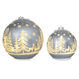 Rotating LED Glass Christmas Ornament Décor Set, Set of 2 Ornaments 6.5" & 8.5"