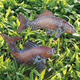 CLYB Metal Koi Fish Garden Statues with 11" Ground Stakes, 2-pack Antique Copper