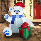 4 ft. Waving Polar Bear Christmas Inflatable with Swirling LED Lights