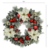 30" CGH Pre-Lit Artificial Christmas Wreath with 50 LED Lights and Timer