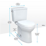 TOTO Drake Transitional Elongated 1.28 GPF Universal Height Tornado Flush Toilet, 2 pack
