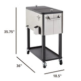 Trinity Stainless Steel Ice Cart Cooler with Wheels & Cover - Party Hard Cooler