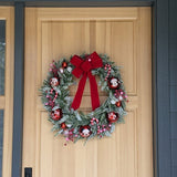 30" Disney Mickey and Minnie Flocked Pre-Lit Christmas Wreath with 50 LED Lights and Timer