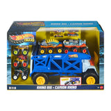 Hot Wheels Monster Trucks Rhino Rig Hauler with 2 Big Rigs, 3 Monster Trucks & 4 Die-Cast Cars