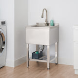 TRINITY Freestanding Stainless Steel Utility Sink 16-Gauge Single Bowl