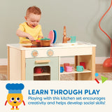 Battat Two N' One Wooden Kitchen Café with Dishes and Chalkboard, Toddler and Pr
