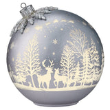 Rotating LED Glass Christmas Ornament Décor Set, Set of 2 Ornaments 6.5" & 8.5"