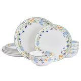Mikasa Quinn 12-Piece Bone China Dinnerware Set Service for 4 – Floral Garland