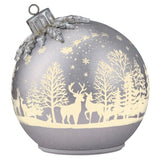 Rotating LED Glass Christmas Ornament Décor Set, Set of 2 Ornaments 6.5" & 8.5"