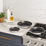 Member's Mark 3-Pc Ceramic Hybrid Fry Pan Set, Hexagon Tri-Ply Nonstick 8 10 12