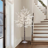 Flocked Cedar Tree 7ft Pre Lit 240 Warm White LED Light Indoor Outdoor Christmas
