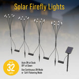 Sol-R-Brite Solar 32 LED Firefly Landscape Lights Set - 4 Stake Lights and Panel