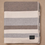 Banana Republic Wool & Cotton Jacquard Throw 60" × 70" Strip Blanket Stitch Trim