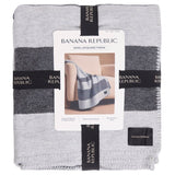Banana Republic Wool & Cotton Jacquard Throw 60" × 70" Strip Blanket Stitch Trim