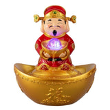 9.1" God of Wealth LED Rotating Ball Indoor Water Fountain, New Year Lucky Decor