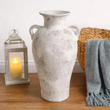 Elements Rustic Ceramic Amphora Vase – Stoneware Decorative Vase with Double Handles, Watertight Floral Display Accent