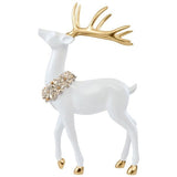 2-Pack 24" & 29" White Reindeer Christmas Greeter Statues w/ Gold Antlers Wreath