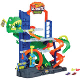 Hot Wheels City Ultimate T-Rex Garage Playset with 4 Levels, 50+ Car Storage & 2 Die-Cast Cars