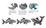 Set of 3 CLYB Metal Koi Fish Garden Statue Set with Antique Copper Verdigris Finish