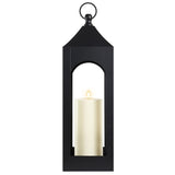 LumiPur 23" Black Iron Lantern with Flameless LED Candle and 6-Hour Timer
