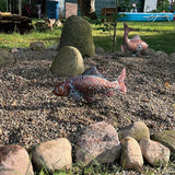 CLYB Metal Koi Fish Garden Statues with 11" Ground Stakes, 2-pack Antique Copper