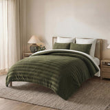EVERGRACE Textured Velvet Comforter Set, 3-Piece with Down-Alternative Fill