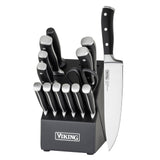 Viking 15-Piece German Steel Knife Block Set with Rubberwood Block