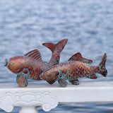 CLYB Metal Koi Fish Garden Statues with 11" Ground Stakes, 2-pack Antique Copper
