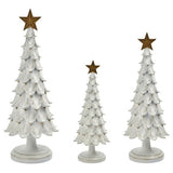 3-Piece Wood-Inspired Holiday Tree Set, Whitewashed Resin Christmas Trees Décor