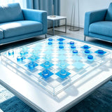 Acrylic Games Acrylic Chess & Checkers Gameplay 2-in-1 Set, Sapphire Blue